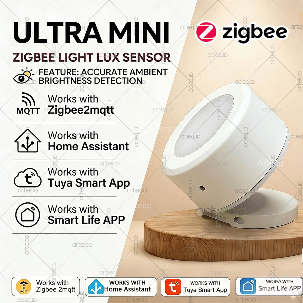 Smart Home Monitoring - Sensor de luz Ultra Mini Zigbee,