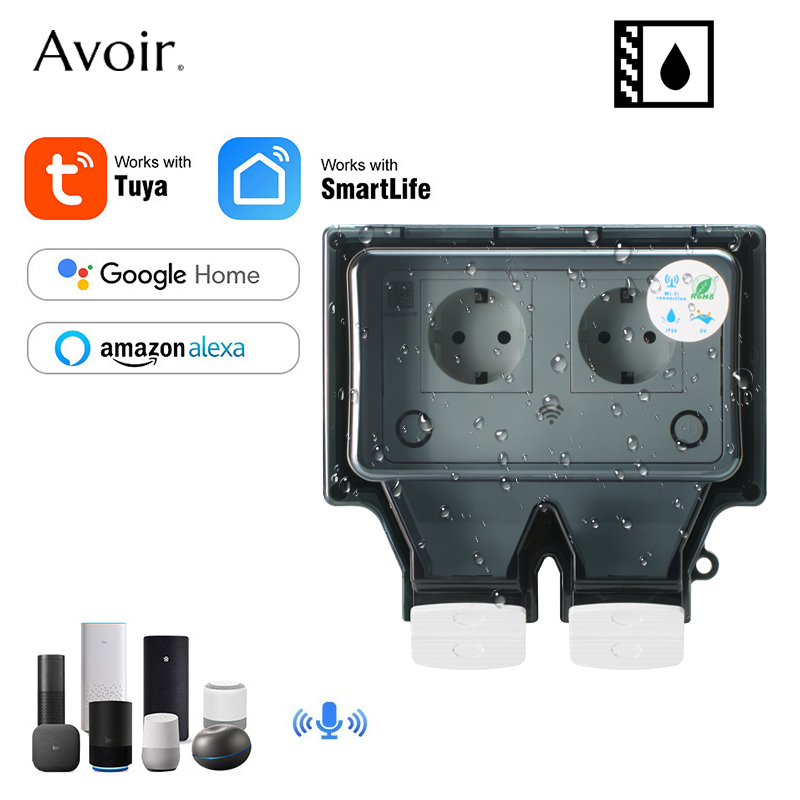Smart Outdoor Plug - Tuya-enchufes eléctricos de pared Ip66, toma