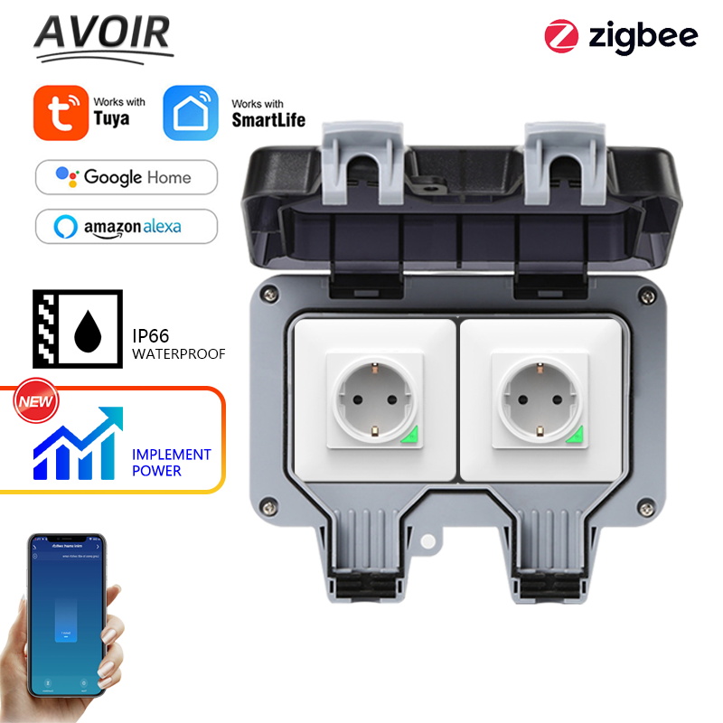 Smart Outdoor Plug - Avoir Tuya Zigbee enchufes eléctricos IP66