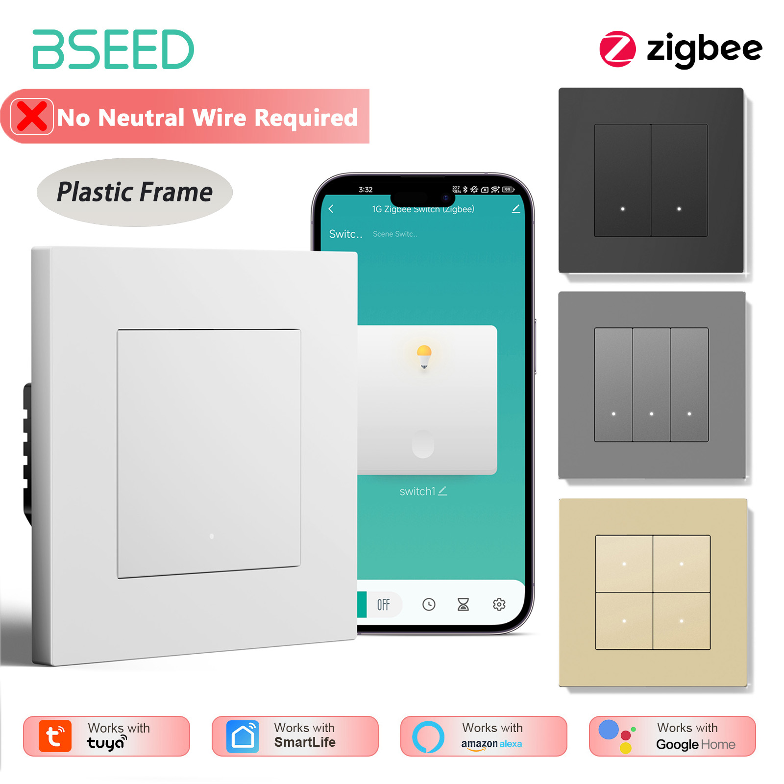 Smart Home Yellow - Interruptor de Luz Zigbee BSEED de