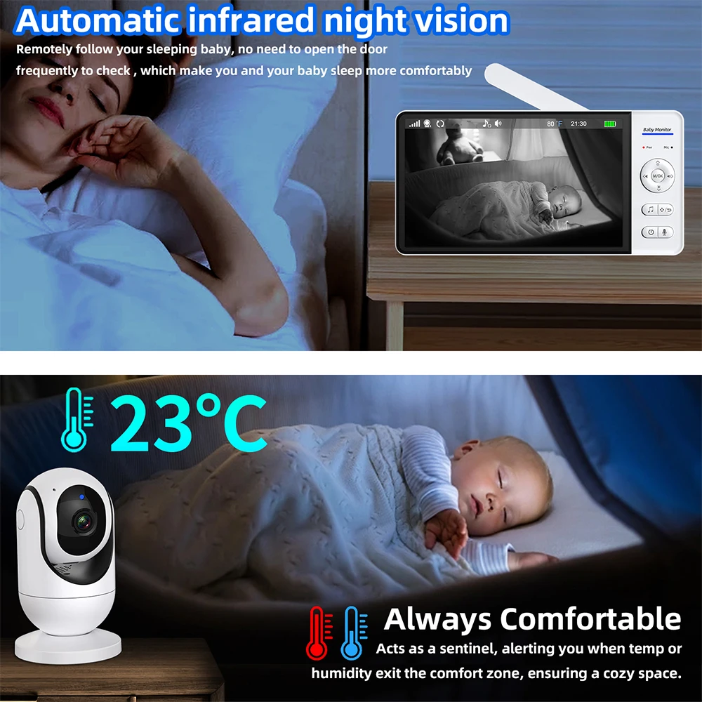 Monitor de bebé sin WiFi de 7  - Smart Home Battery Camera reseña y precio