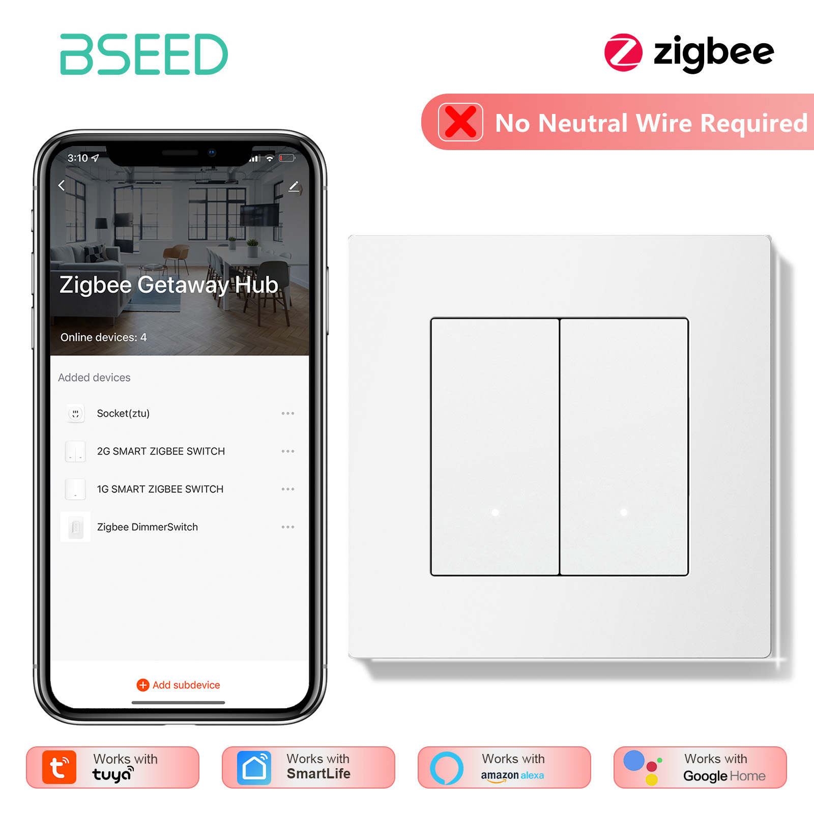 Interruptor de Luz Zigbee BSEE - Smart Home Yellow reseña y precio