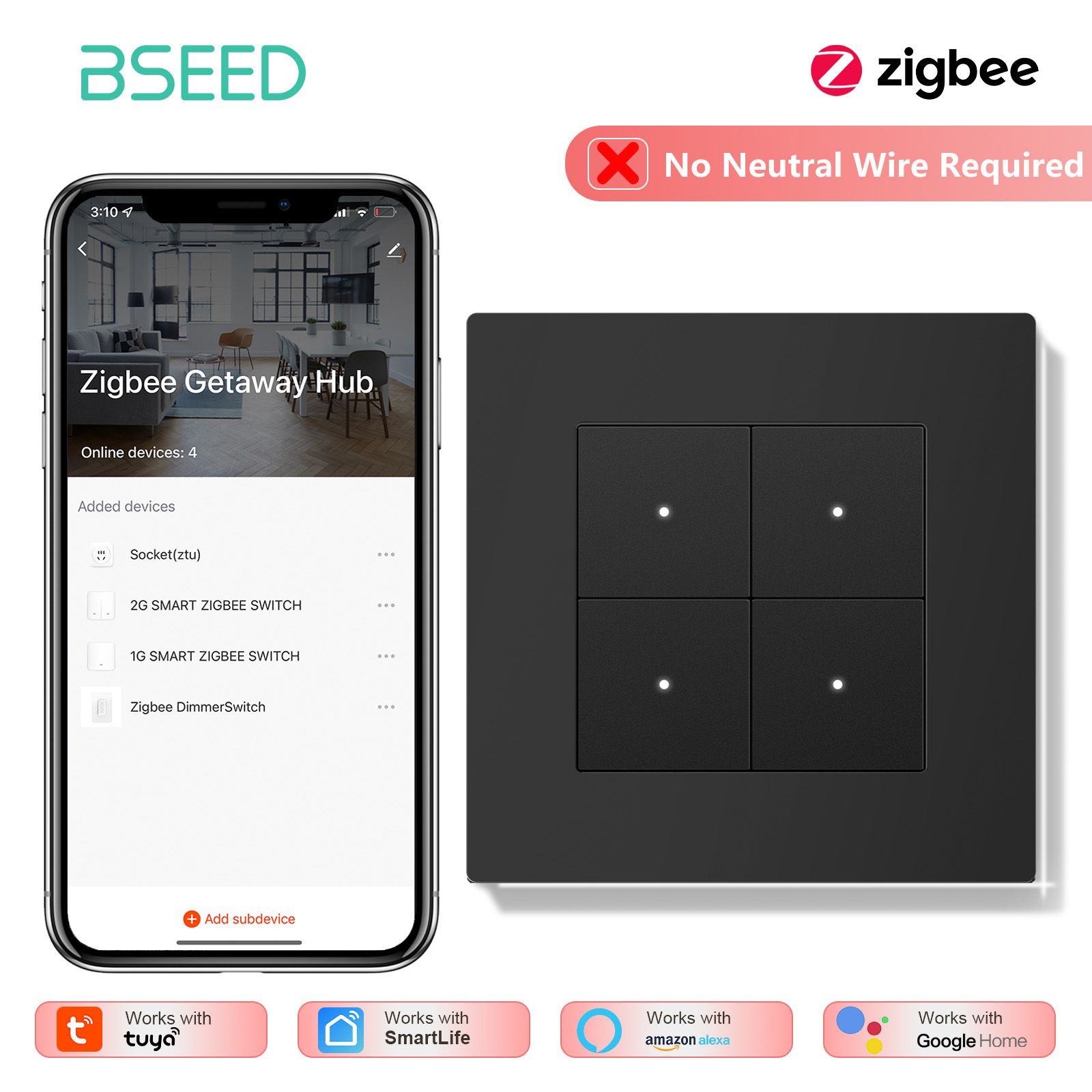 Interruptor de Luz Zigbee BSEE - Smart Home Yellow reseña y precio